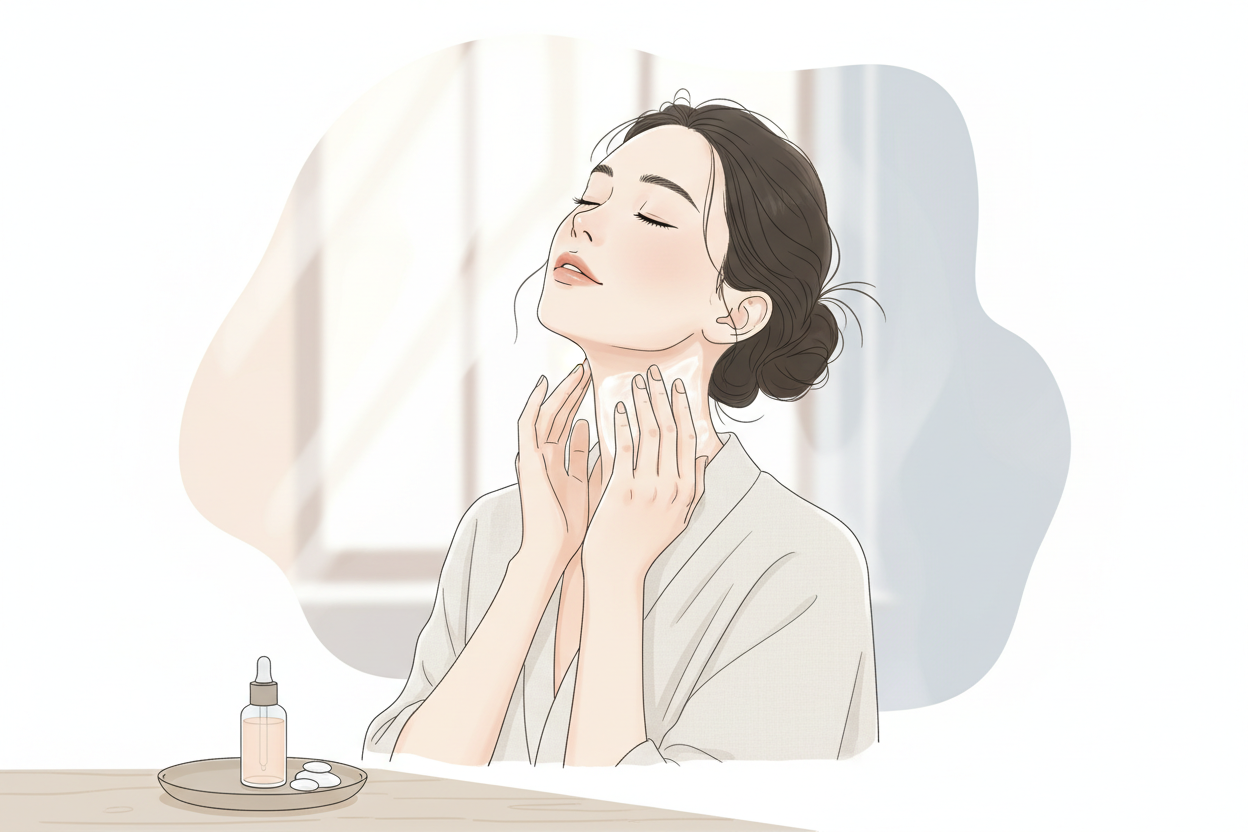 Application de sérum sur le cou et le visage Image